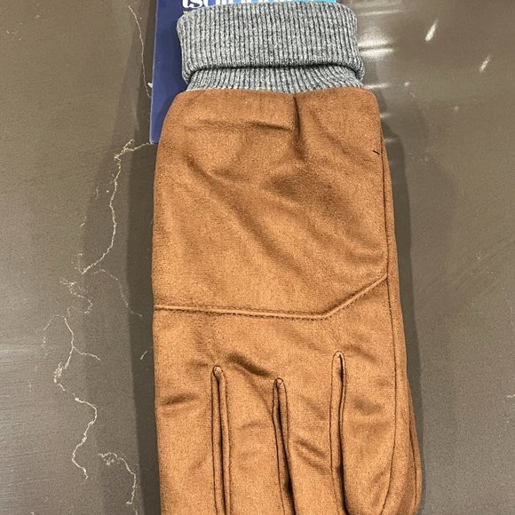 Isotoner Mens SmartTouch & SmartDri Water Rolls Off Gloves Brown - Picture 2 of 3